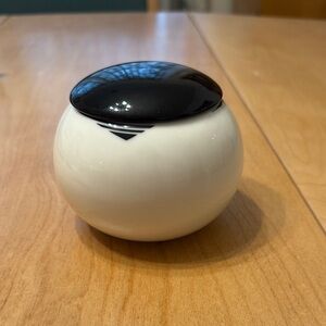 Mikasa white & black sugar bowl.